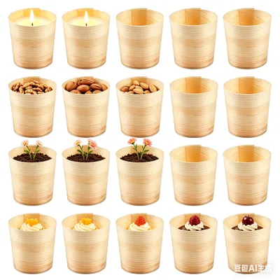 20er Set runde Holzbecher, Einwegbecher aus Naturholz, 4,5 cm