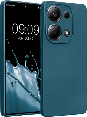 Produktbild von kwmobile Handyhülle kompatibel mit Xiaomi Poco M6 Pro (4G) Hülle - weiche Silikon Case metallisch schimmernd in Metallic Karibikblau