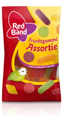 Image de Red Band Gomme aux fruits Assortie Gomme au vin anglaise colorée 100g