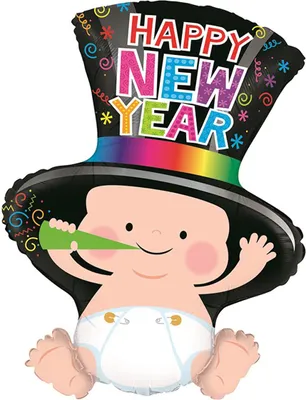 Produktbild von Shape Folienballon "Happy New Year" Baby |79 cm