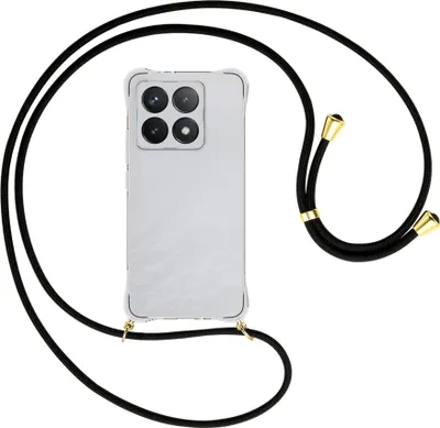 Produktbild von Handykette Backcover-Schutzhülle mit Band (Metall goldfarben) für Xiaomi 14T 5G - schwarz