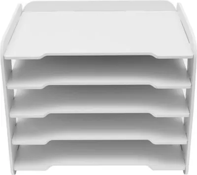 Produktbild von Briefablage Stapelbare Dokumentenablage 5 Ebenen Schreibtisch Organizer für Dokumente Weiß