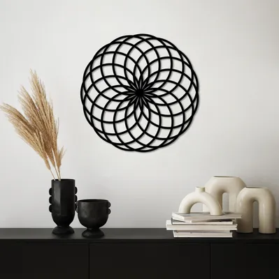Obrázok produktu pre Wallity, Daisy - M, Dekoratívny kovový doplnok na stenu, 100 % KOV, čierny, 50 x 50 cm