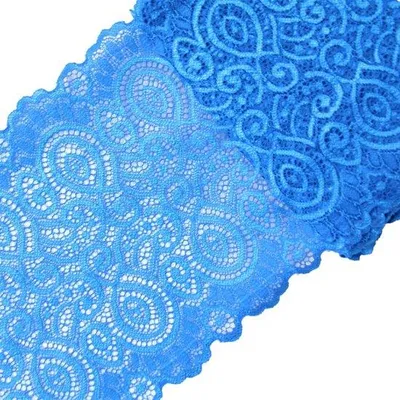 Produktbild von Spitzenband, 10 Meter lang, 18 cm breit, elastisches Spitzenband für Vintage-Dekoration, ideal für Brautkleider, Schleifen und kreative Bastelprojekte in Königsblau