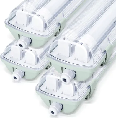 Image de Izrielar 4X LED Lampe pour locaux humides Lampe de salle de bain Cave Tube Lamp 120cm 2 x 18W T8 Tube Blanc froid 6500K IP65