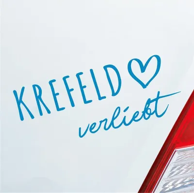 Produktbild von Auto Aufkleber Krefeld verliebt Herz Stadt Heimat Liebe Car 19x8 cm Hellblau Sticker Heckscheibenaufkleber