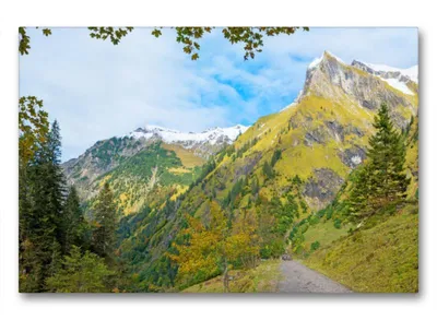 Produktbild von Premium Textil-Leinwand 90x60cm quer Premium Textil-Leinwand 90 cm x 60 cm quer Wanderweg im malerischen Oytal | Wandbild, HD-Bild auf Keilrahmen, Fertigbild auf hochwertigem Vlies, Leinwanddruck von None SusaZoom