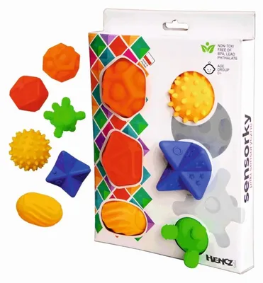 Immagine prodotto di Palline colorate educative e sensoriali Hencz Toys, 6 pezzi in scatola