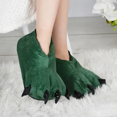 Produktbild von Zolta Plüsch Hausschuhe für Herren - Pantoffelnmit Tiere - Flauschige kuschel Slippers - Lustige warme Puschen für Winter - Grün - 40-46
