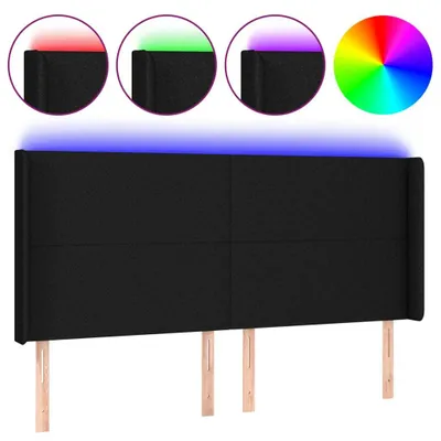 Obrázok produktu pre vidaXL LED čelo postele čierne 183x16x118/128 cm Látka