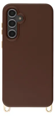 Immagine prodotto di Custodia posteriore MagSafe per Samsung Galaxy S23 FE, marca Selencia Rivièra, colore marrone cioccolato, con ganci removibili