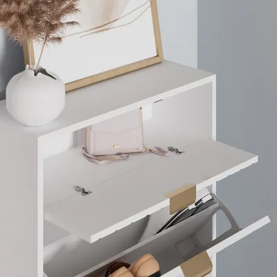Obrázek produktu pro Skříň na boty Vicco Helge Bílá 60 x 107.5 cm 2 přihrádky, Model 54241