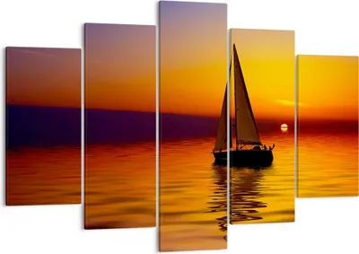Produktbild von Bild auf Leinwand - Leinwandbild - Boot Sonnenuntergang Landschaft - 150x100cm - Wand Bild - Wanddeko - Leinwanddruck - Bilder - Kunstdruck - Leinwand bilder - Wandkunst - EA150x100-0106