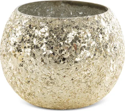 Zdjęcie produktu dla Świecznik dekoracyjny 14x10 cm złote szkło glamour akcent