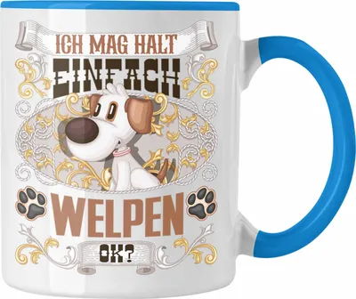 Produktbild von Trendation - Ich Mag Halt Einfach Welpen Ok? Tasse Geschenkidee für Welpen Liebhaber Lustiger Spruch (Blau)