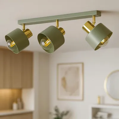 Produktbild von LUXOLAR - LED Deckenleuchte 3-flammig Green/Gold E27 60W - Deckenlampe Schwenkbar für Wohnzimmer, Küchen - Modern, Japandi Design
