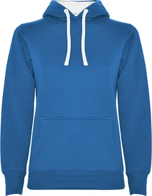 Produktbild von Roly SU1068 | Damen Urban  Hooded Sweatshirt, Tailliert - Farbe: Royal Blue 05/White 01 - Größe: L
