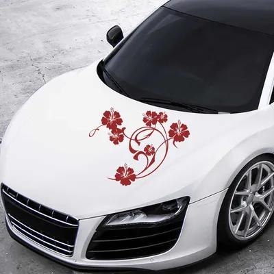 Produktbild von Aufkleber - Autoaufkleber "Hibiskus Swirl" 60cm x 47cm dunkelrot - Tuning Carystyling Heckscheibe Auto
