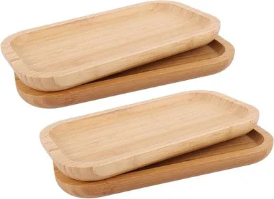 Produktbild von Famanu Set von 4 rechteckigen Bambus-Tabletts - 25 x 14 x 2 cm