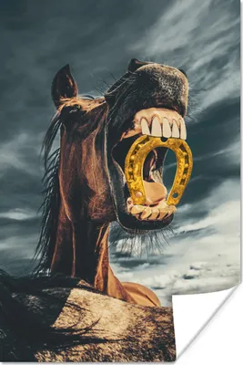 Produktbild von MuchoWow® Poster Pferd - Hufeisen - Gold - Mädchen - Kinder - Mädchen 40x60 cm - Plakate für die Wand - Poster Babyzimmer