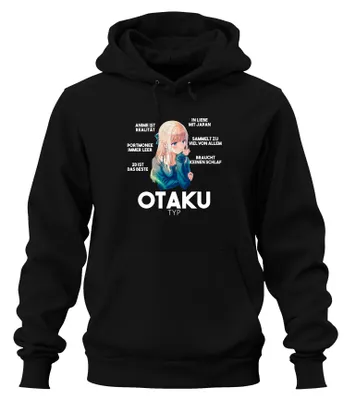 Produktbild von OTAKU TYP Anime ist Realität Portmonee immer leer Manga Hoodie Kapuzenpullover, Schwarz, XXL