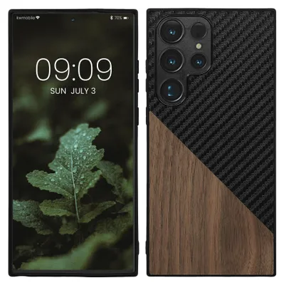 Produktbild von kwmobile Hülle kompatibel mit Samsung Galaxy S23 Ultra - Handyhülle - Handy Schutzhülle - Smartphone Cover - Dunkelbraun Schwarz