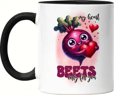 Produktbild von My Heart Beets Only for You Süße Tasse Schwarz für Rote-Bete Fans Romantisches Geschenk Valentinstag