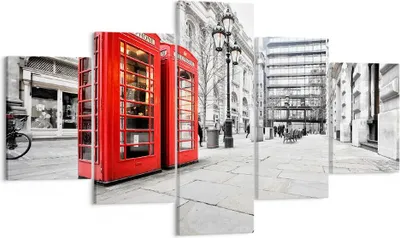 Produktbild von Bild auf Leinwand - Leinwandbild - Telefon London Kultur - 125x70cm - Wand Bild - Wanddeko - Leinwanddruck - Bilder - Kunstdruck - Wanddekoration - Leinwand bilder - Wandkunst - EA125x70-2595