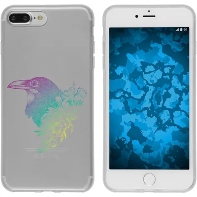 Produktbild von PhoneNatic Case kompatibel mit Apple iPhone 8 Plus Silikon-Hülle Floral Rabe M4-4