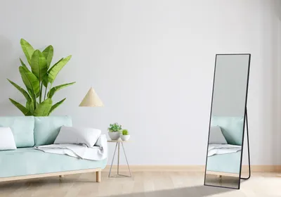 Produktbild von LC Home Wandspiegel 140x40cm modernes Aluminiumgestell, Standspiegel & Ganzkörperspiegel mit stabilem Ständer