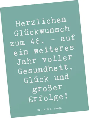 Produktbild von Mr. & Mrs. Panda Postkarte Spruch 46. Geburtstag Glückwünsche - Meeresbrise - Geschenk, Ansichtskarte, einzelkarte, Lachen, bildkarte, Geburtstagsdekoration, feiern