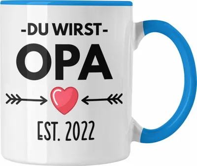 Produktbild von Trendation - Opa Du Wirst Opa 2022 Geschenk Schwangerschaft Verkünden Opa Überraschung Baby Kaffeetasse (Blau)