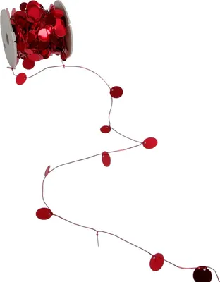 Produktbild von Pailletten am Draht - rot - 12 mm - 15 m - 42691 R