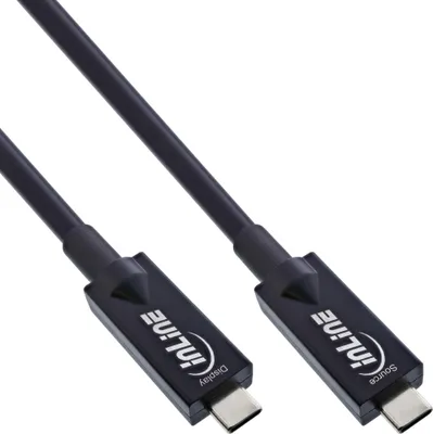 Produktbild von InLine® USB 3.2 Gen.2 AOC Kabel, USB-C Stecker/Stecker, schwarz, 15m