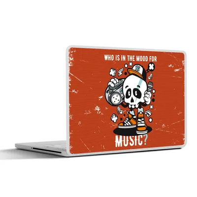 Produktbild von MuchoWow® Laptop Aufkleber Sticker Cover Vintage - Totenkopf - Musik 36.5x27.5 cm - Laptop-Sticker
