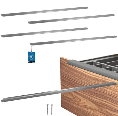 Image de KOTARBAU® Lot de 4 poignées de meuble pour armoires, 1000 mm, argent (ZnAl), poignées à visser par l'arrière, poignées de chant, poignées de tiroirs, cuisine moderne