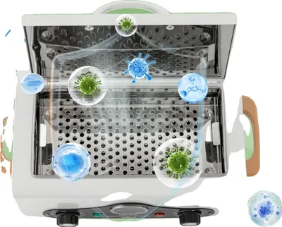 Zdjęcie produktu dla Sterylizator wysokotemperaturowy, moc 300 W, pojemność 2,5 l, zakres temperatur 60–220°C, materiał ze stali nierdzewnej, kabel zasilający o długości 1 m