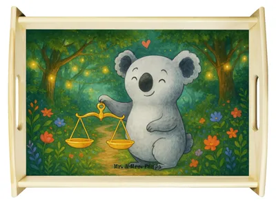 Produktbild von Mr. & Mrs. Panda serviertablett aus holz Waage Astrologie Design - Weiß - Geschenk, Sternzeichen, Zum Geburtstag, sofatablett, Tierkreiszeichen, Holztablett, tablett