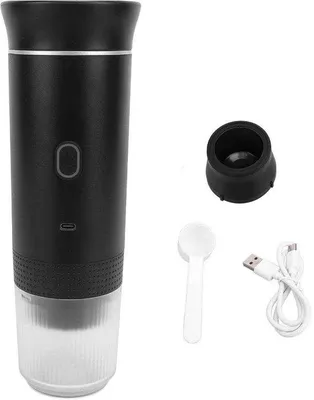 Obrázek produktu pro Přenosný elektrický cestovní kávovar, mini dobíjecí kávovar, přenosný kávovar do auta a na kempování, černý
