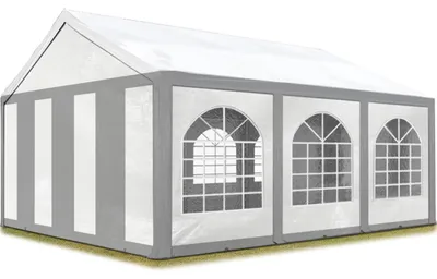 Produktbild von Hochwertiges Partyzelt 4x6 m Pavillon Zelt ca. PE Plane 450 N Gartenzelt Festzelt Bierzelt Wasserdicht grau-weiß
