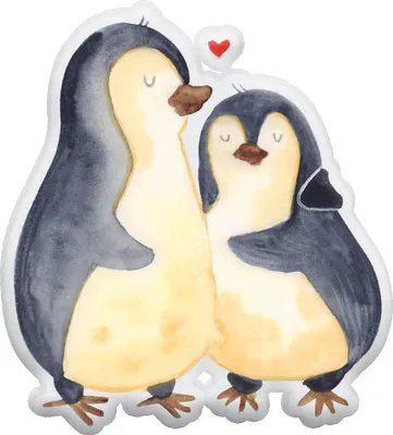 Produktbild von Mr. & Mrs. Panda Dekokissen Pinguine Einschlafen 25 cm - Weiß - Geschenk, Mitbringsel, Hochzeitstag, kuschelkissen tierform, Freund, Valentinstag, Zierkissen, Stofftier