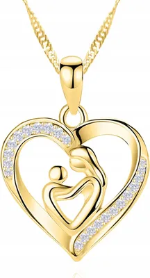 Produktbild von Gold Herz Halskette Mutter und Kind Tochter Mama Kind SILBER 925