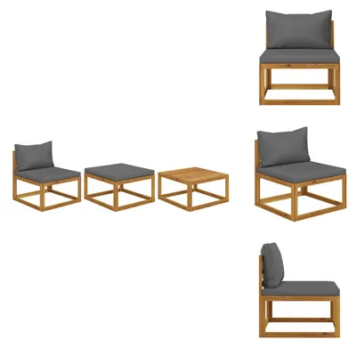 Produktbild von vidaXL 3-tlg. Garten-Lounge-Set mit Kissen Massivholz Akazie -  Gartensofaelemente