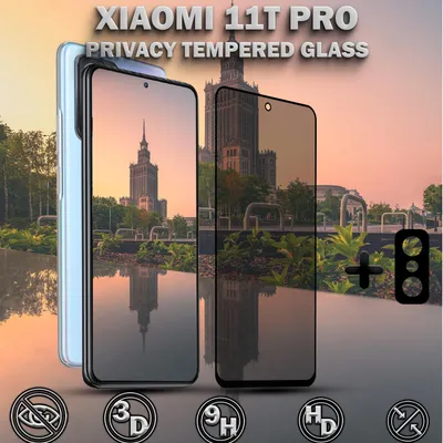 Obrázek produktu pro 1-balení XIAOMI 11T PRO Ochranné sklo na displej Privacy & 1-balení ochrana objektivu - Tvrzené sklo 9H - Super kvalita 3D