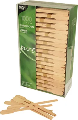 Produktbild von PAPSTAR Rührstäbchen "pure" Länge 130 mm aus Holz 1.000 Stück