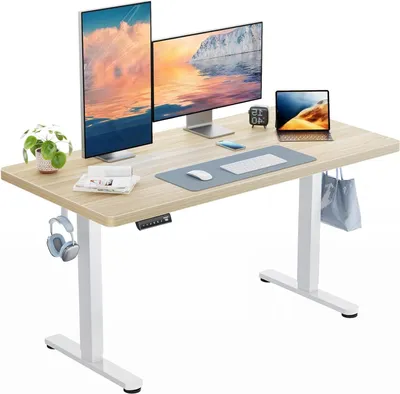 Produktbild von Schreibtisch mit Stauraum - Elektrischer Schreibtisch - Verstellbarer Schreibtisch - Höhenverstellbar - Ergonomischer Schreibtisch
