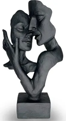 Produktbild von Moderne Dekofigur – Dekorative Skulptur „Gesichter von Liebenden“ – Schwarze Gesichter
