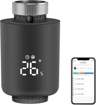 Zdjęcie produktu dla Inteligentny termostat grzejnikowy - programowalny, sterowanie temperaturą Zigbee, sterowanie za pomocą aplikacji, kompatybilny z Alexa i Google Home, LC