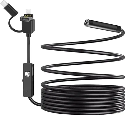 Obrázok produktu pre Avizar, univerzálna, vodotesná endoskopická kamera (viacero konektorov: USB-C / Micro-USB / USB, dĺžka kábla 3,5 m), čierna