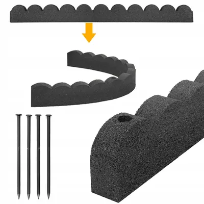 Image de Bordure de parterre, bordure de gazon avec crampons de fixation 120 x 11 cm gris